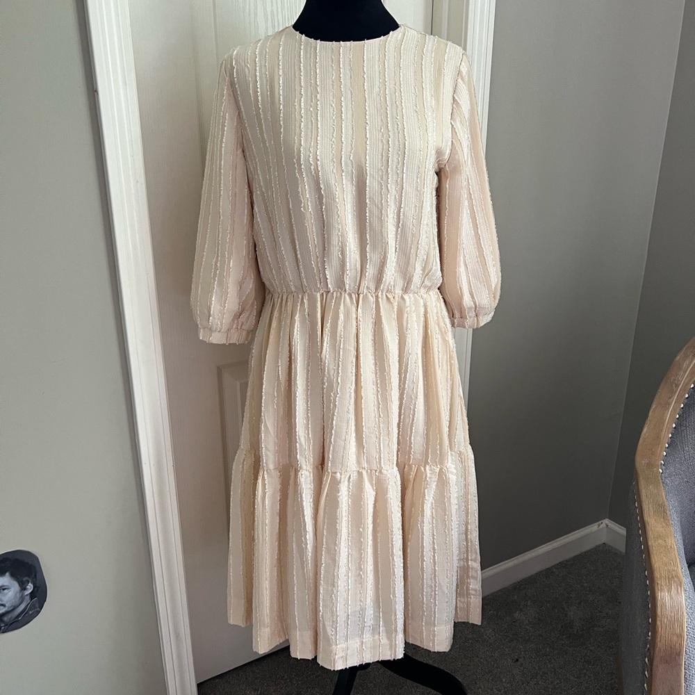 Lilac Clothing Cream Long Sleeve Dress